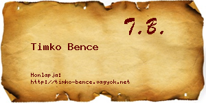 Timko Bence névjegykártya